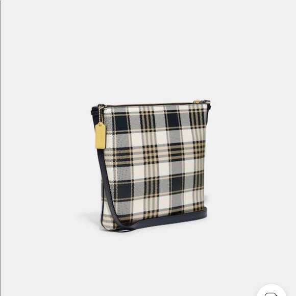 BEAUTIFUL 🤩 - Midnight, Gold, Tan & Cream Aid Coach Rowan File Crossbody Purse - Picture 4 of 9